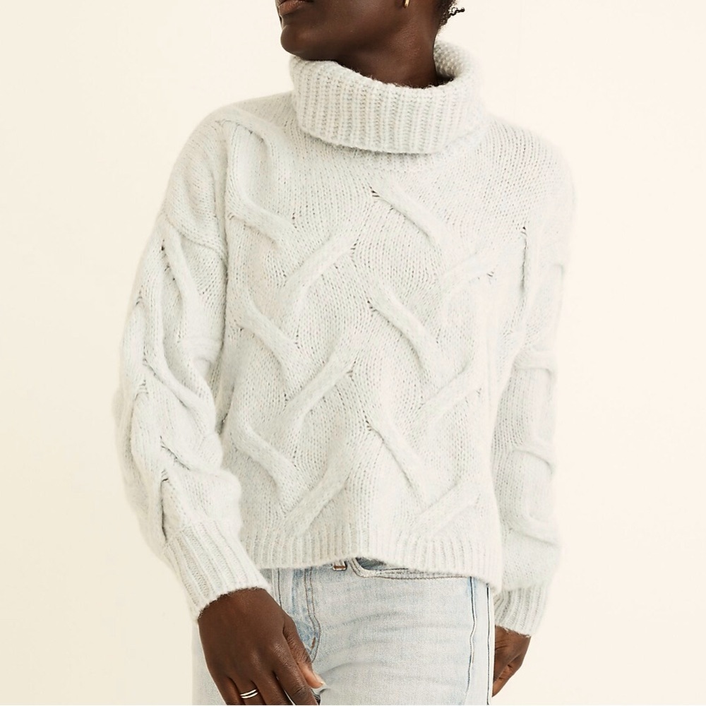 Madewell Women’s Cream Somervell Modern Cable Turtleneck Sweater Size XXS